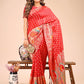 Shree Shyam Fashion Majestic Red Linen Cotton Saree with Royal Peacock Pallu - A Celebration of Heritage and Grace