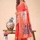 Shree Shyam Fashion Majestic Peach Linen Cotton Saree with Royal Peacock Pallu - A Celebration of Heritage and Grace