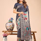 Shree Shyam Fashion Majestic Navy Blue Linen Cotton Saree with Royal Peacock Pallu - A Celebration of Heritage and Grace