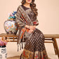 Shree Shyam Fashion Majestic Brown Linen Cotton Saree with Royal Peacock Pallu - A Celebration of Heritage and Grace