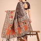 Shree Shyam Fashion Majestic Brown Linen Cotton Saree with Royal Peacock Pallu - A Celebration of Heritage and Grace