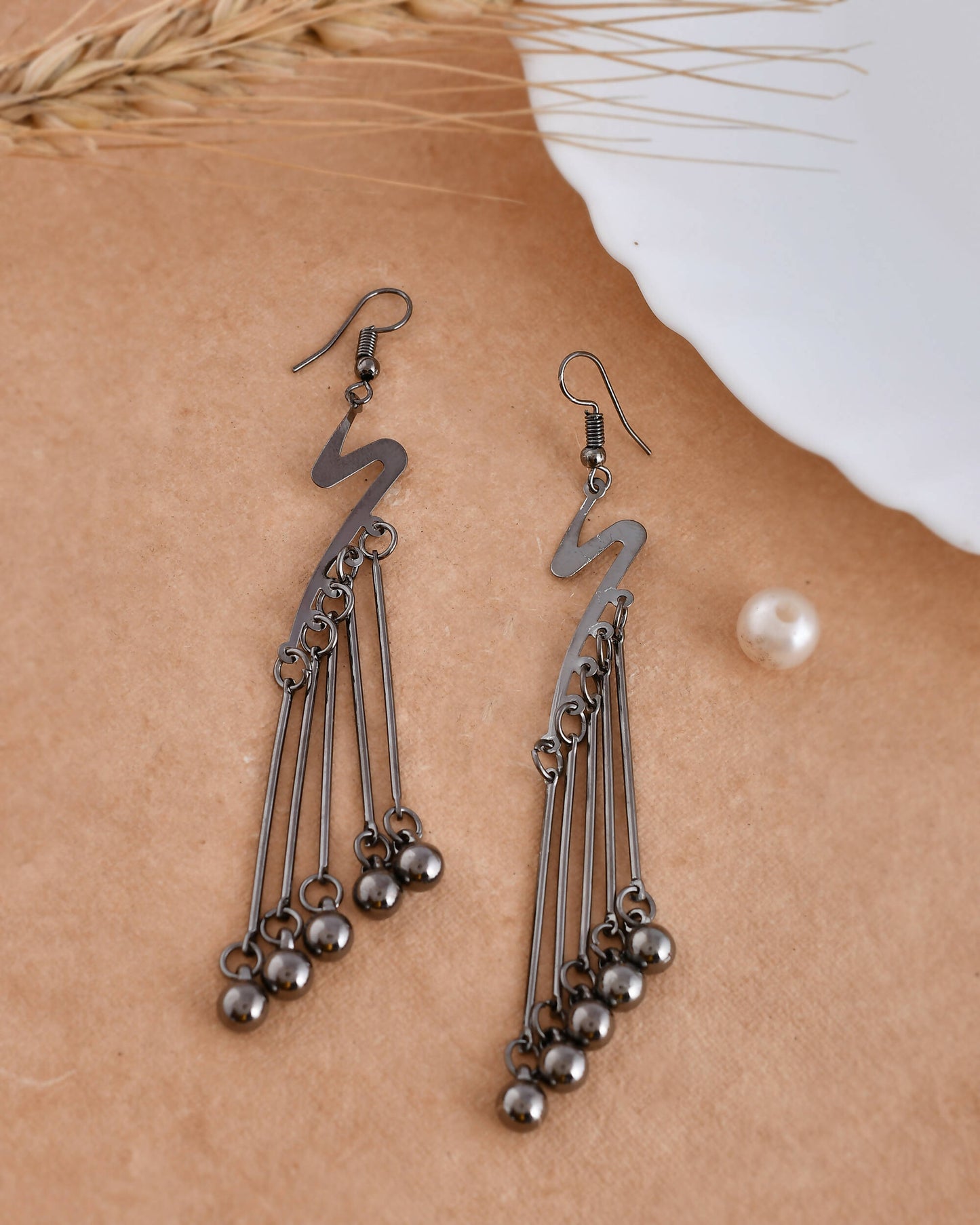 VOJ Women Rhodium-Plated Drop Chain Earrings Stainless Steel Drops & Danglers - Swadesiicart