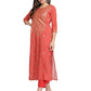 Ahalyaa Red Crepe Bandhani Gold Printed Kurta Pant With Dupatta | Swadesiicart