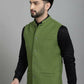 Even Apparels Nehru Jacket With Welt Pockets - Olive | Swadesiicart