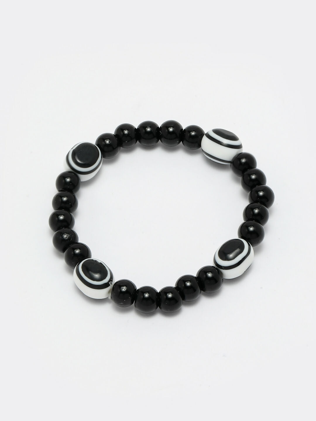 NVR Women & Men Black Evil Eye Elasticated Rakhi With Roli Chawal - Swadesiicart