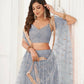 Aastha Fashion Light Gray Butterfly Net Tone To Tone Thread Work, Sequence Work And Original Mirror Work Embroidery Wedding Wear Lehenga Choli