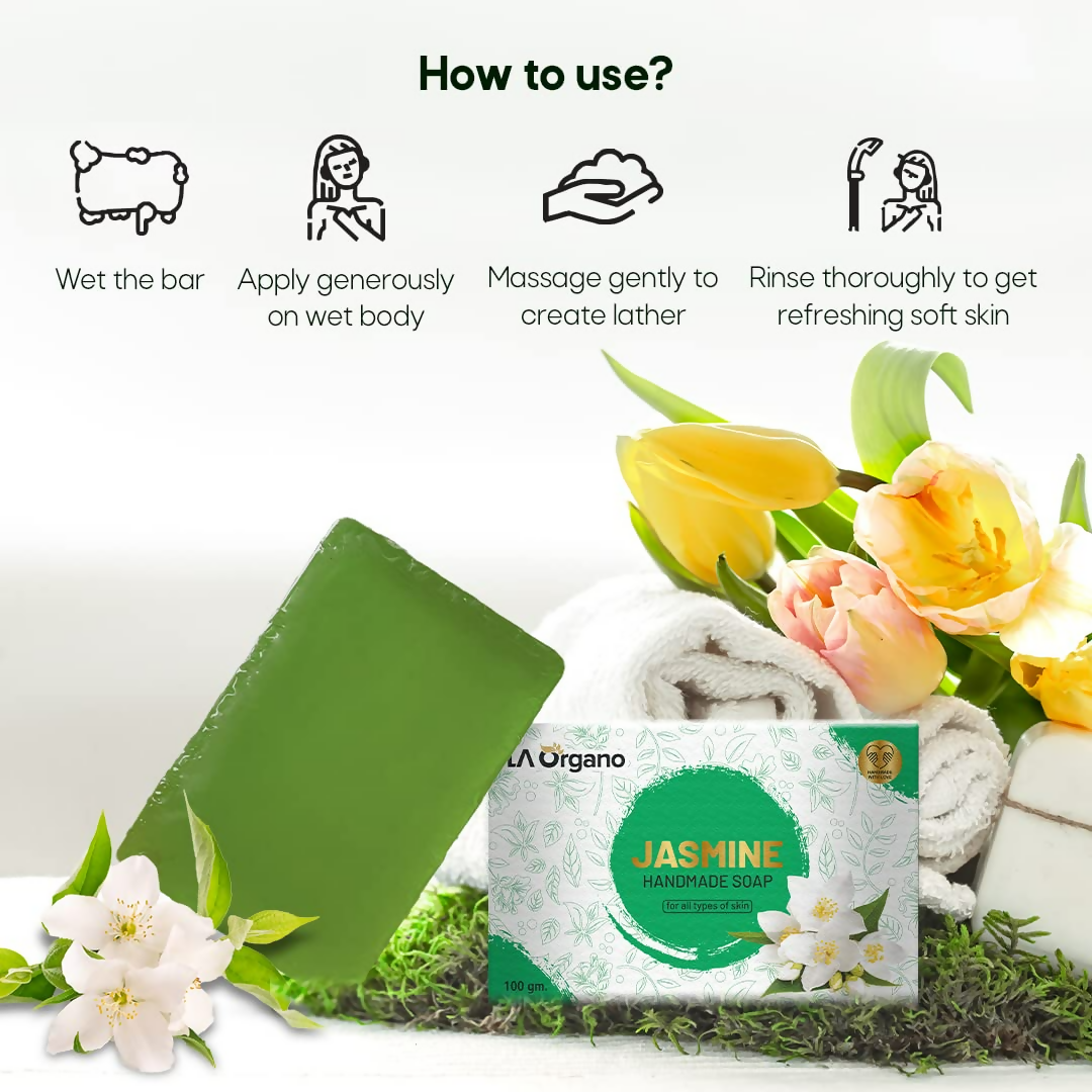 LA Organo Handmade Jasmine Bathing Soap - Swadesiicart