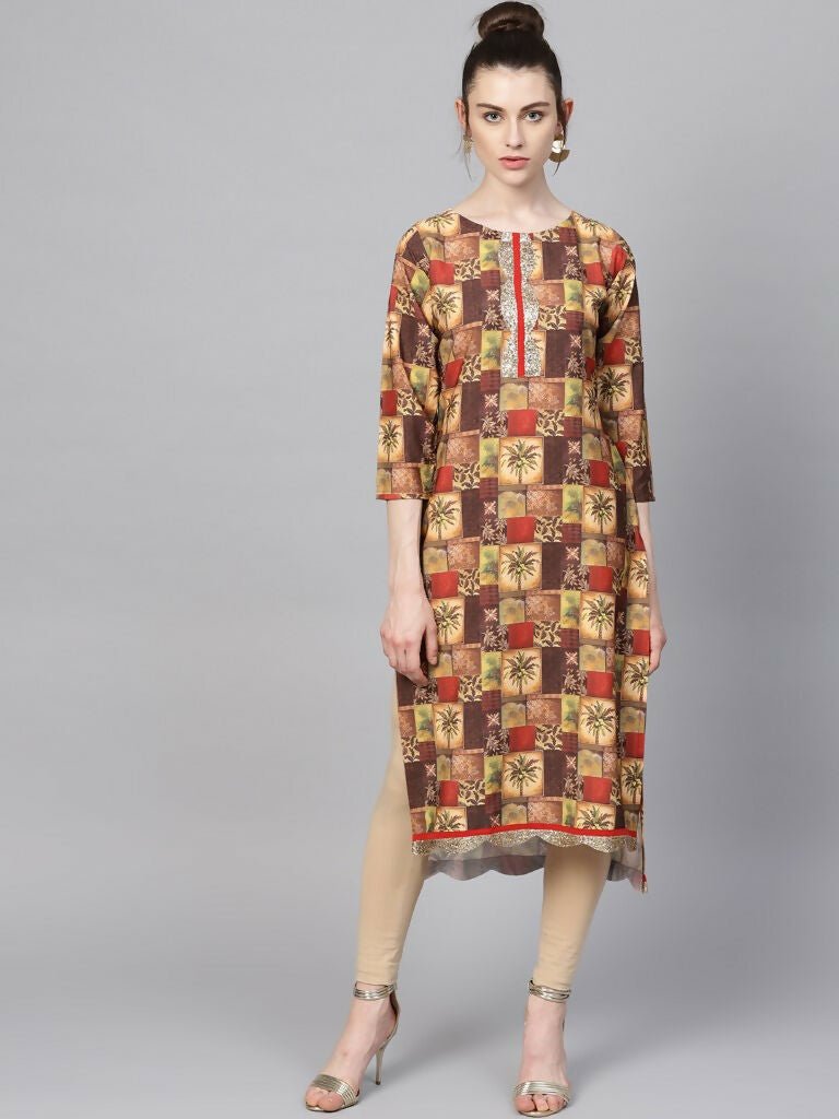 Ahalyaa Women's Traditional wear Kurta - Multi Color | Swadesiicart