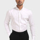 Jonesburg White Satin Slub Slim Fit Shirt | Swadesiicart