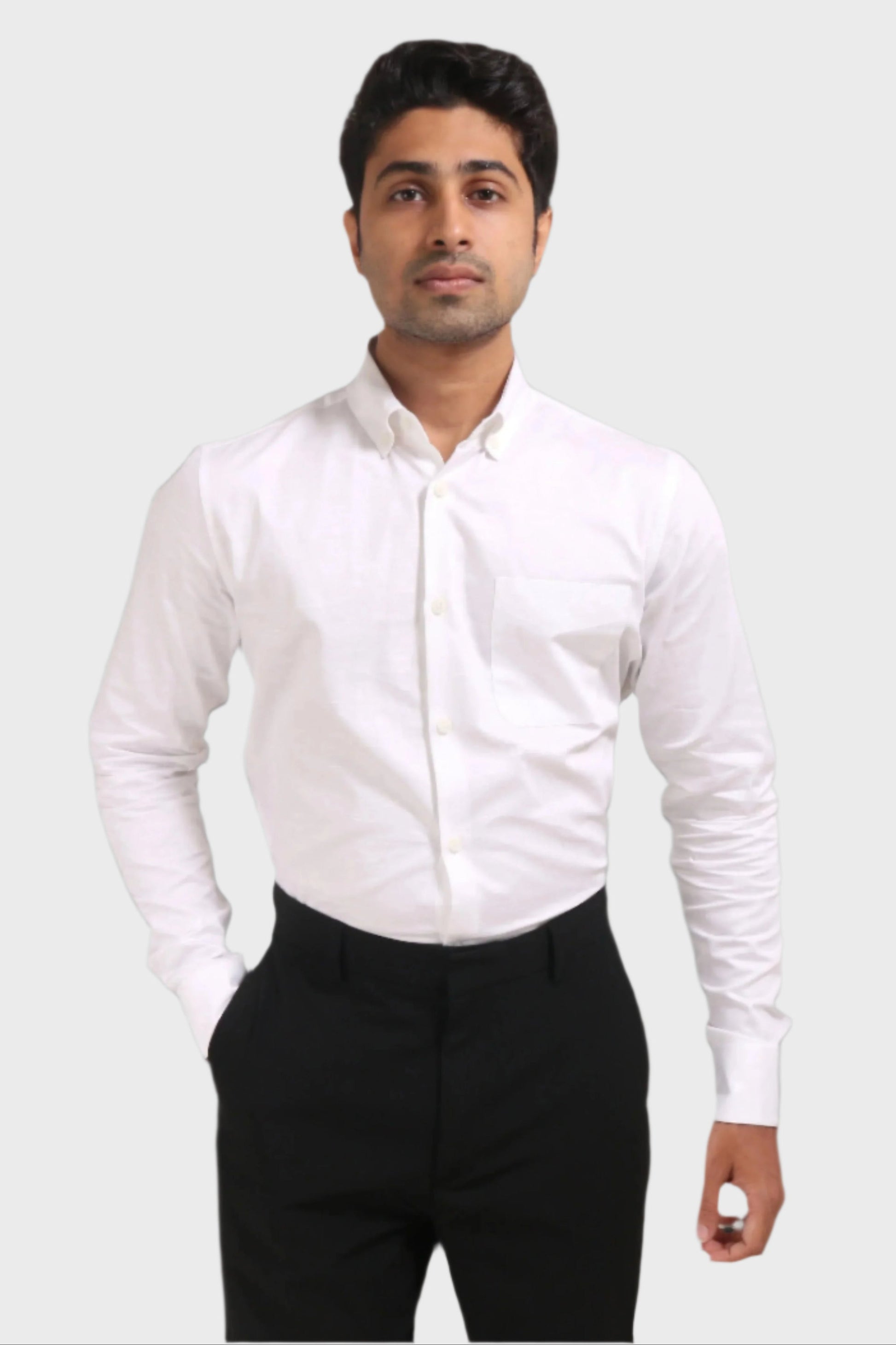 Jonesburg White Satin Slub Slim Fit Shirt | Swadesiicart