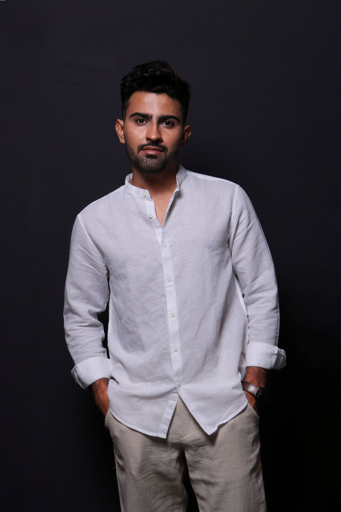 Jonesburg White Linen Regular Fit Shirt | Swadesiicart