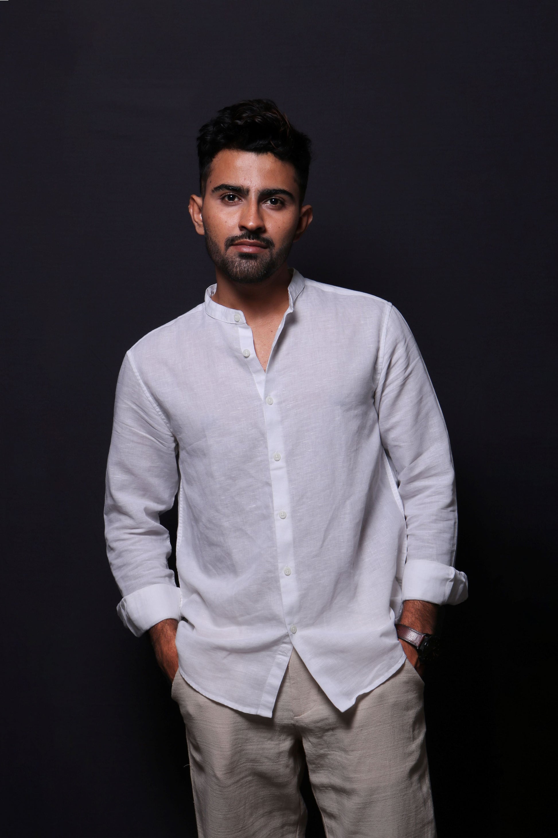 Jonesburg White Linen Regular Fit Shirt | Swadesiicart