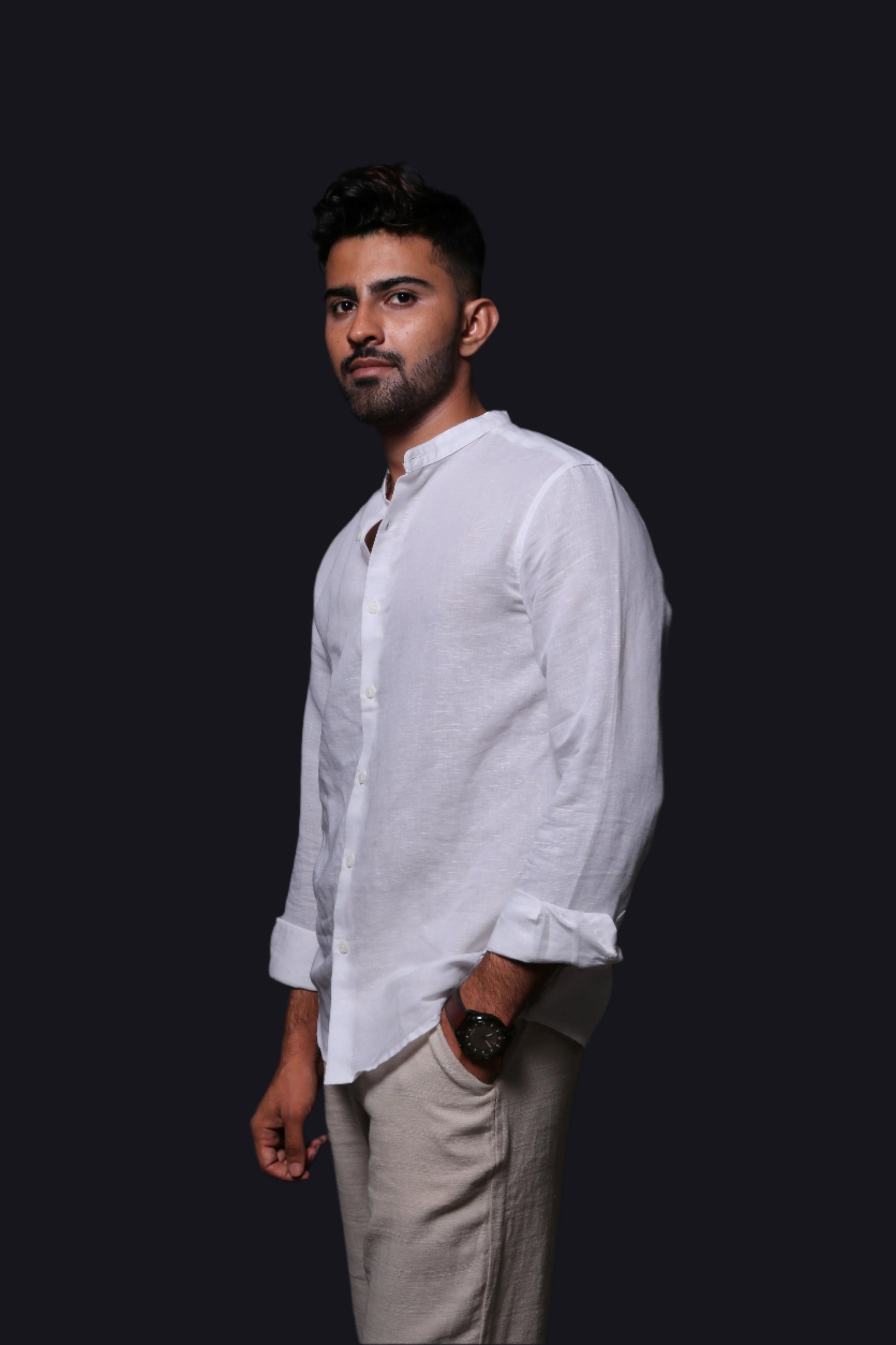 Jonesburg White Linen Regular Fit Shirt | Swadesiicart