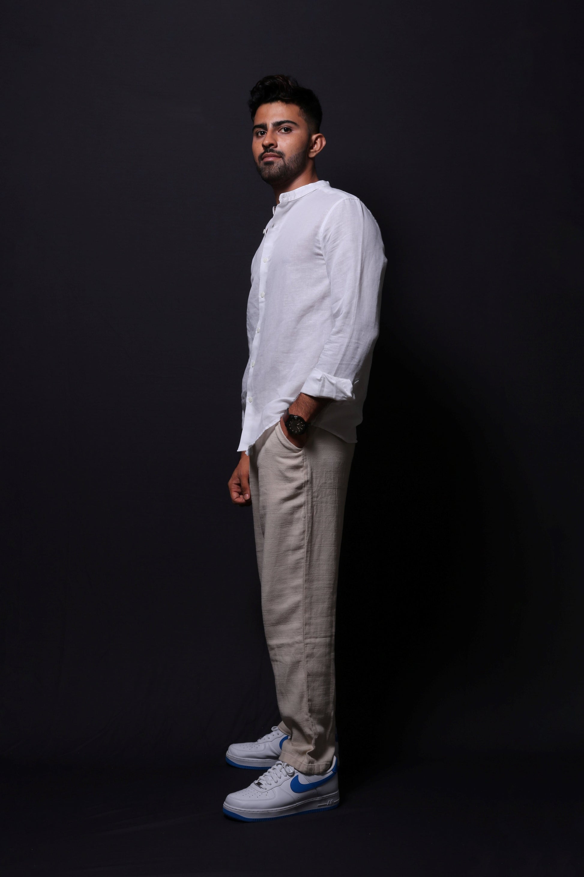 Jonesburg White Linen Regular Fit Shirt | Swadesiicart