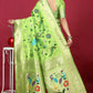 Jyoti Fashion Women's Parrot Green Paithani Silk Zari Woven Saree with Blouse | Swadesiicart