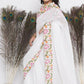 Little Bansi Floral Print Ready To Wear Saree And Floral Blouse - White | Swadesiicart