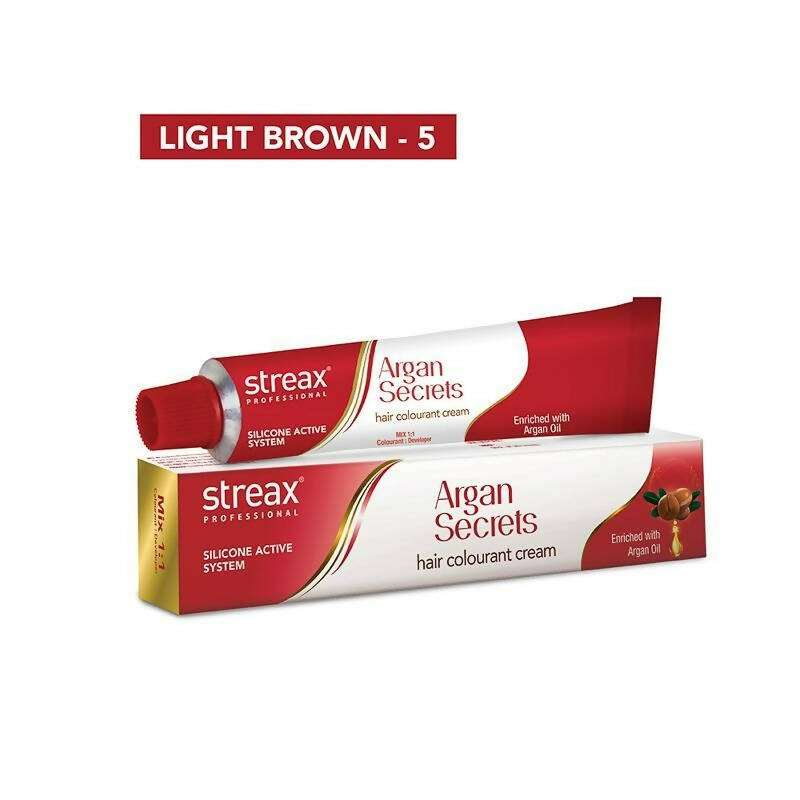 Streax Professional Argan Secrets Hair Colourant Cream - Light Brown 5 - Swadesiicart