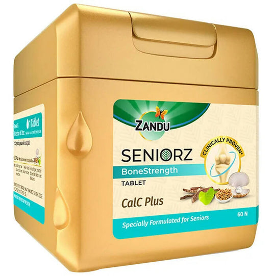 Zandu Seniorz Bone Strength CalC Plus Tablets | Swadesiicart