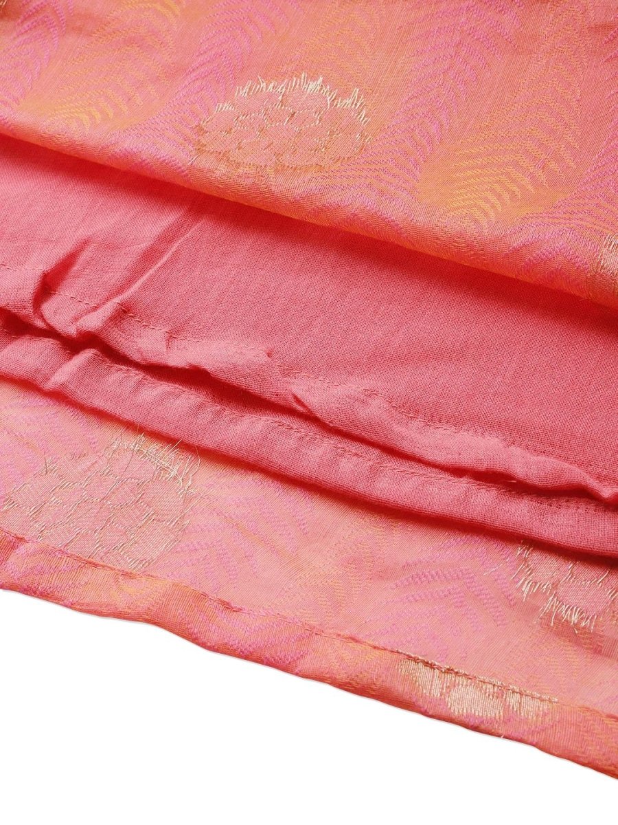 Ahalyaa Women Peach Chanderi Jacquard Woven Dress | Swadesiicart