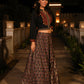 Juniper Women's The Rekha Chitra Black Thread Embroidered Rayon Top & Printed Skirt Set With Beads & Mirror Work - Swadesiicart