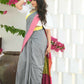Beatitude Grey Cotton Handloom Saree