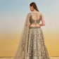 Aastha Fashion Ivory Butterfly Net White Cotton Thread Work And Sequence Work Embroidery Wedding Wear Lehenga Choli