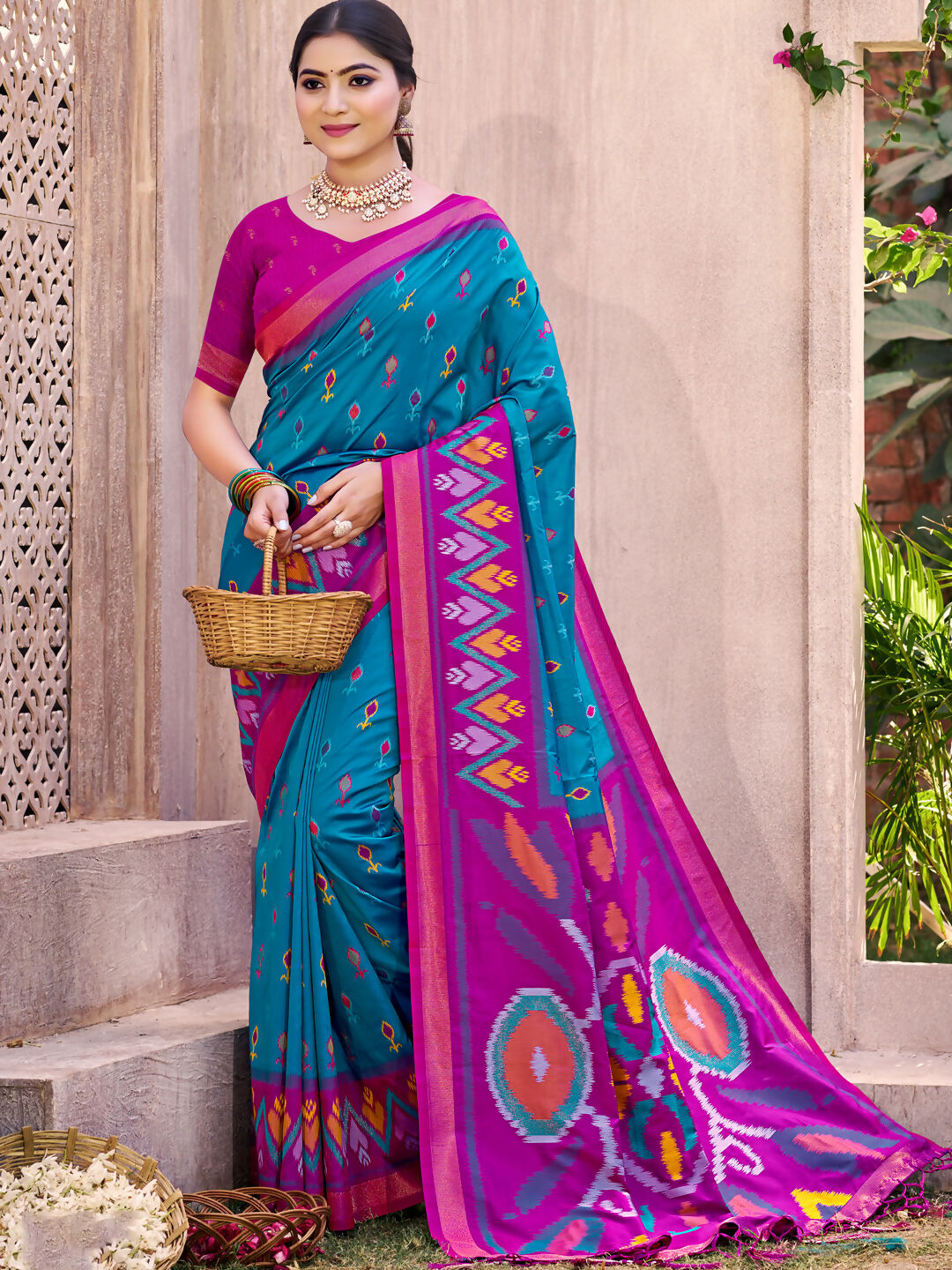 Shree Shyam Fashion Sea Green Pochampally Silk Saree