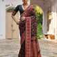 Vishnu Weaves Women's Black Silk Woven Saree with Blouse - Swadesiicart