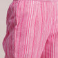 Aavyora Women's Pink Floral Print Cotton A-Line Kurta with Striped Trouser & Dupatta