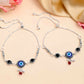 VOJ Set of 2 Silver Plated Evil Eye HandCrafted Adjustable Anklet - Swadesiicart