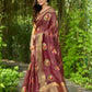 Vamsee Nikita Wine Cotton Saree - Swadesiicart