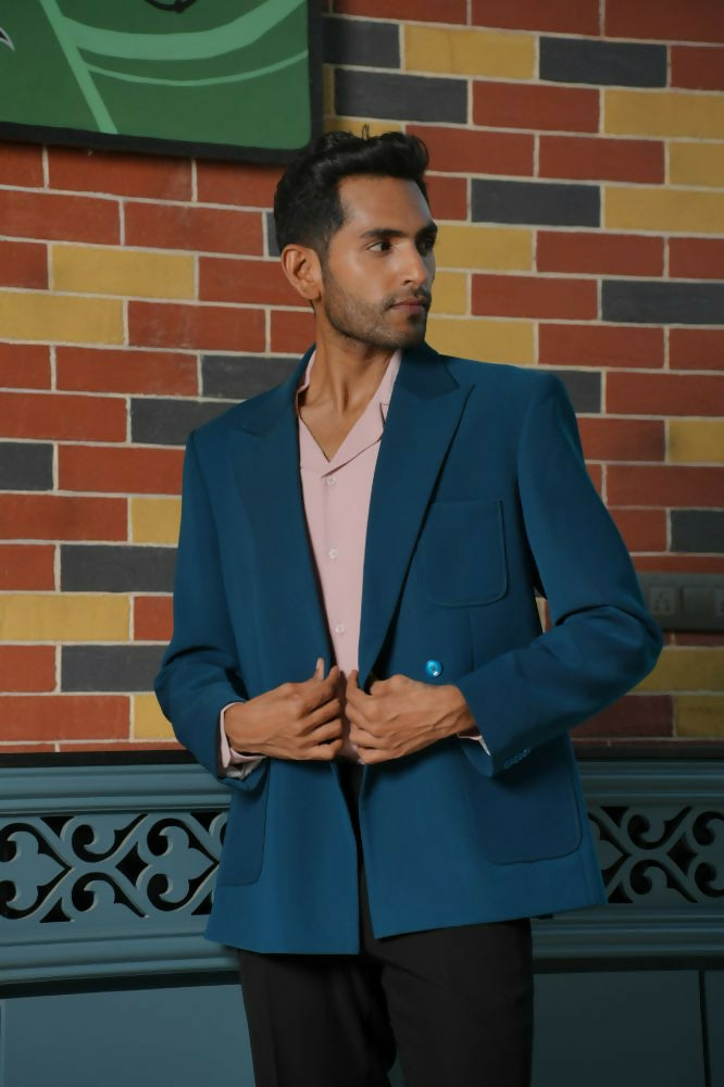 Teal Blue Smart-Casual Co-Ord Set by Hilo Design - Swadesiicart