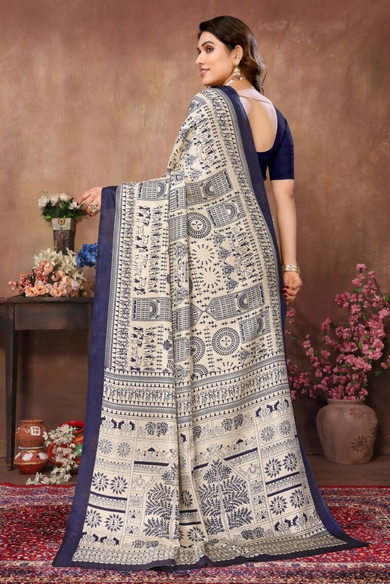 Aafreen Partywear Designer Blue Khadi Fancy Saree