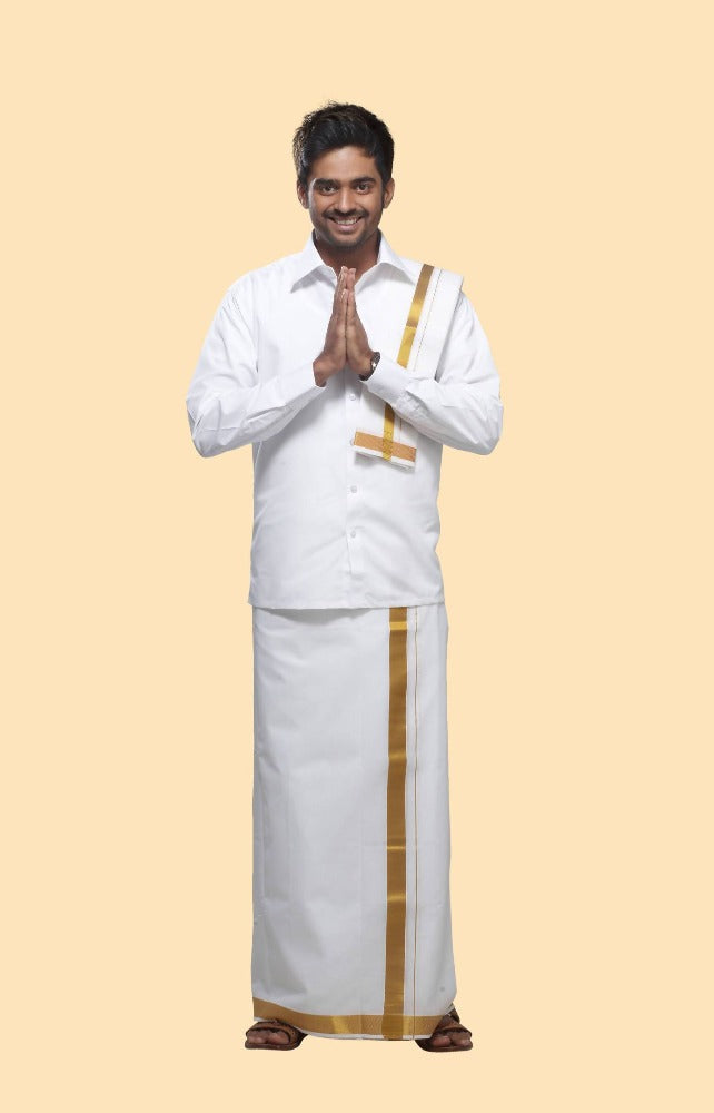 Rajavivaha Cotton White Color Angavastram | Swadesiicart