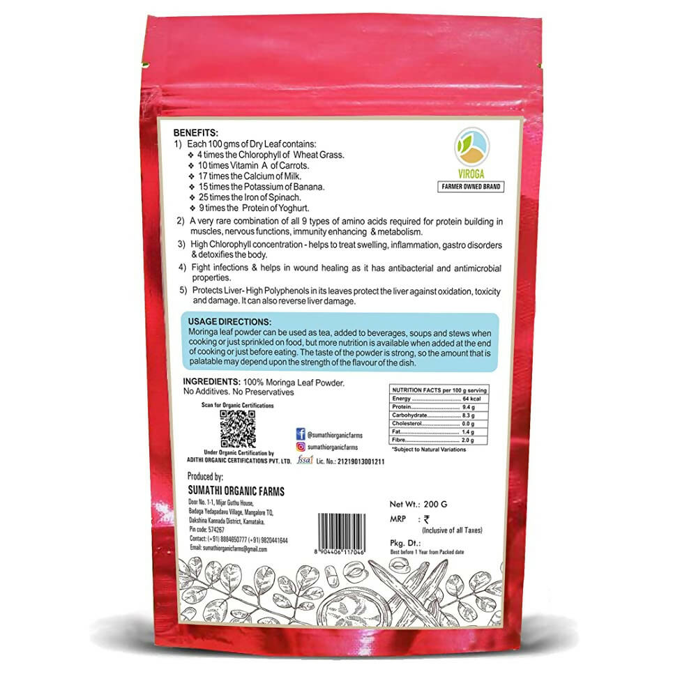 Viroga Organic Moringa Leaf Powder - Swadesiicart