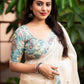 Blue Pure Linen Ethnic Motifs Saree with Unstitched Blouse - Hiral Fashion | Swadesiicart