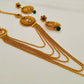 Green Kemp Layer mugappu Necklace Set - Mokshi Collections