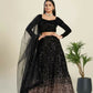 Jyoti Fashion Women's Black Velvet Heavy Sequins Semi Stitched Designer Lehenga Choli Set | Swadesiicart