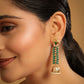 Nuyug 22K Gold Plated Green Fern Earrings | Swadesiicart