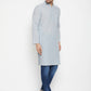 Even Apparels Grey Pure Cotton Men's Long Kurta With Band Collar | Swadesiicart