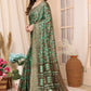 Aafreen Partywear Designer Green Khadi Fancy Saree