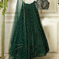 Jyoti Fashion Bottle Green Sequence Embroidery Georgette Designer Lehenga Choli with Dupatta | Swadesiicart