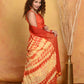 Very Much Indian Tie & Dye Handloom Mul Cotton Saree - Yellow Red | Swadesiicart