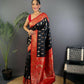 Joban Fashion Banarasi Black Woven Butti Soft Silk Saree | Swadesiicart