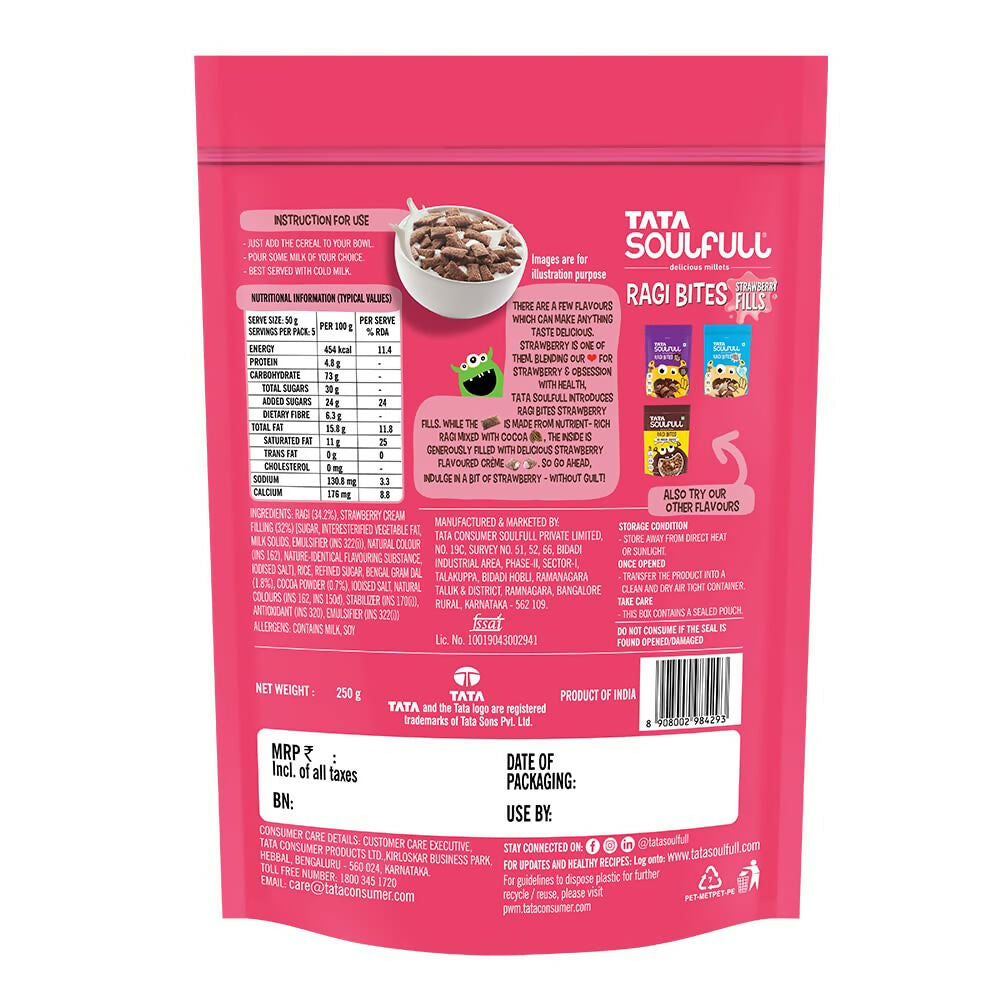 Tata Soulfull Ragi Bites Strawberry Fills Breakfast Cereal - Swadesiicart