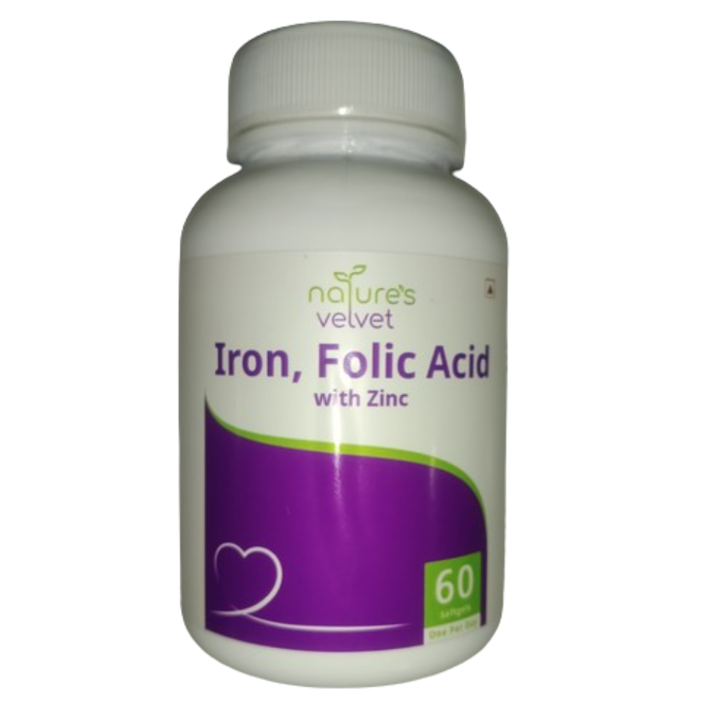 Nature's Velvet Iron, Folic Acid & Zinc Softgels - Swadesiicart