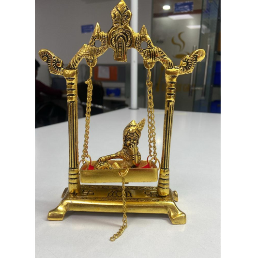 KridayKraft Laddu Gopal on Jhulla Palana Metal Statue - Swadesiicart
