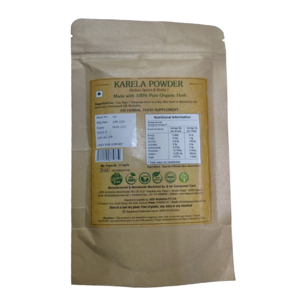 Deep Ayurveda Organic Karela Powder (Bitter Gourd) - Swadesiicart