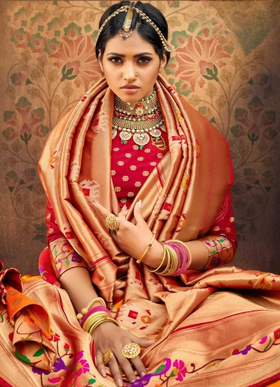 DEIANA'S Beautiful Jari Silk Weaving Lehengha choli - Orange | Swadesiicart