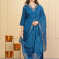 Rama Viscose Chanderi Embroidered Stitched Suit With Dupatta - Tanisha | Swadesiicart